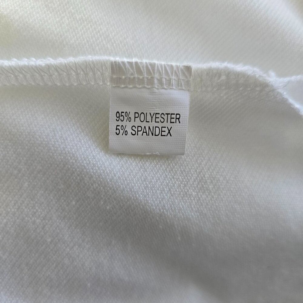 Women's White Long Sleeve Hi Lo Lace Trim Shirt Slits on Sides - Picture 11 of 11